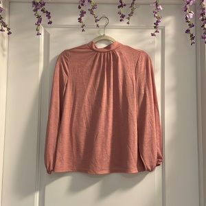 Jennifer Lopez Pink Mock Neck Blouse